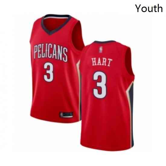 Youth New Orleans Pelicans 3 Josh Hart Swingman Red Basketball Jersey Statement Edition